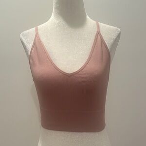 BOZZOLO light Pink Ribbed Crop Top size S/M